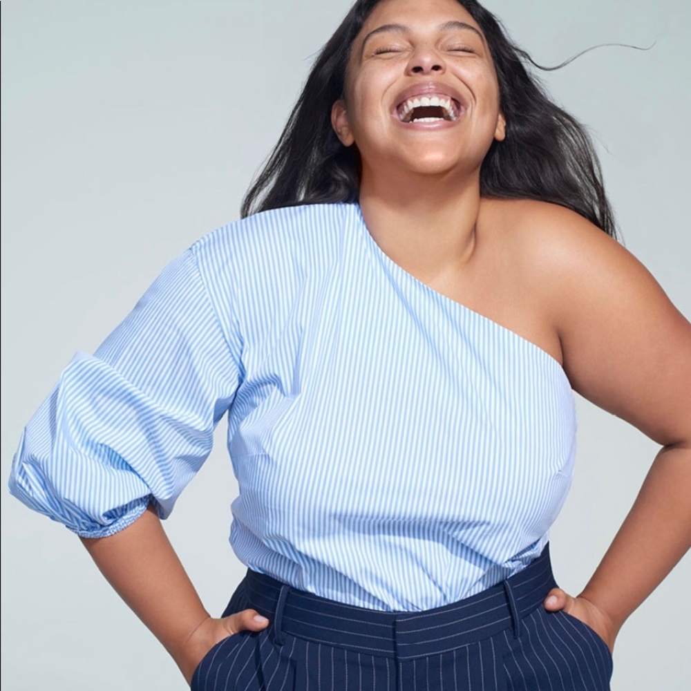 Jason Wu for Eloquii one shoulder blouse